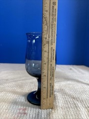 Set of 4 Dusky Blue Water Goblets 6-1/2” H Glass Vintage 10 oz. Libbey