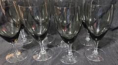 Fostoria Crystal Debutante Vintage Wine 6.75″ Glass Glasses Set of 8 Gray VTG