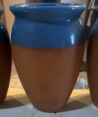 Astral Tequila Terracotta Tumblers Blue Glazed Top/Inside 4.75″ Tall; Set of 5