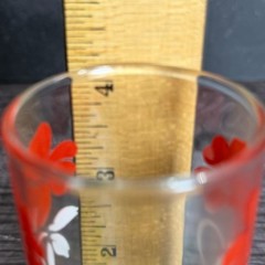 Vintage Hazel Atlas Red & White Floral Glass Tumbler Double Flower Red Green
