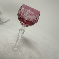 Vintage Echt Bleikristall Cut to Clear Cranberry Pink 4.5 Inch Cordial Glass