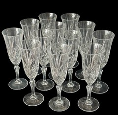 Set Cristal De Flandre 24% Lead Crystal Fluted Champagne Glasses made in FRANCE