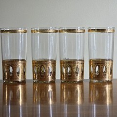 4 Vintage MCM Culver Barware Antiqua Highball Cocktail Drinking Glasses 5.5″
