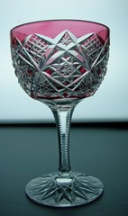 CRANBERRY TO CLEAR ABP CUT GLASS CRYSTAL WINE POSSIBLY BY STRAUS