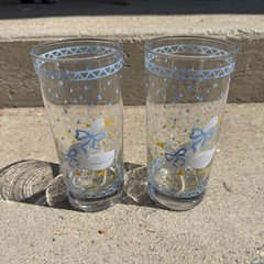 1987 Anchor Hocking Farm Country Kitchen Core Goose 16 Oz Tumblers Pair Vintage