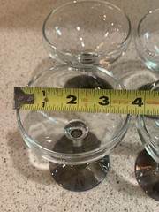 Set of 4 Clear Glass Champagne/Cocktail Glasses w/ Smokey Gray Bases, 4.5″ Tall