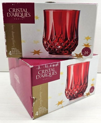 (8) Cristal D’Arques Longchamp Ruby Double Old Fashioned Set Crystal France Lot
