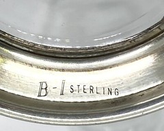 Vintage B-I sterling Silver Etched Crystal Cordial Glasses 4 Vodka shot