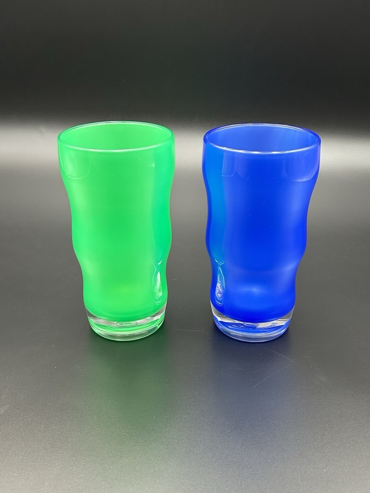 Vintage Seville Classics Ripple Tumbler 16 Oz Set 2 Blue And Green Plastic