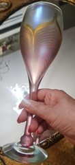 Correia Iridescent Pulled Feather FLUTE /Goblet SIGNED/NUMBERED 10″