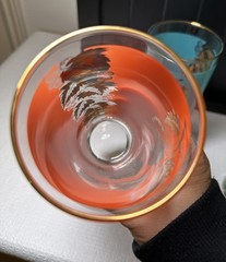 Set of 5 Vintage Bartlett Collins Mist Hi-Ball glasses Red Blue Green, With Gold