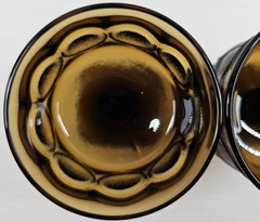 (2) Noritake Spotlight Walnut Brown Champagne Sherbet Set Vintage Stemware Retro