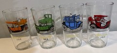 Vintage 1950s Hazel Atlas Antique Car Tumblers Set Ford Chevy Buick