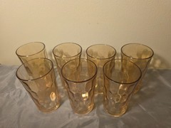 Amber Honeycomb Pattern Glass Tumbler Six-Piece Set, Glossy Round Drinkware