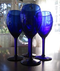 Set of Four PIER 1 Cobalt P1C13 Water Goblets 7 7/8″