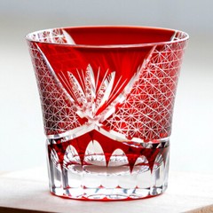 Japanese Style Crystal Glasses Whiskey Glass Hand Cut Clear Glass 220ml/8oz Red