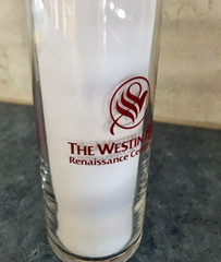 Vintage Renaissance Center Westin Hotel, Detroit Michigan, 7 inch Souvenir Glass