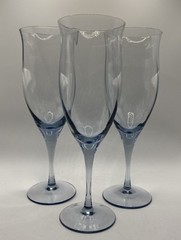 3 Noritake Royal Pierpont-Blue Optic Iced Tea Glasses, 9.25” Blown Discontinued