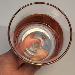 Libbey Brandywine Pattern Goblet Glass 6.25in Tall Brown Maroon Gold Vintage