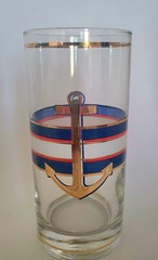 Culver Highball Glasses Set Of 3 Nautical Anchor Gold Trim