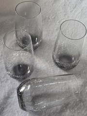 Pier 1 Crackle Highball Tumbler Glasses Smoke Gray 5 7/8″ Discontinued Set of 4