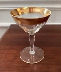 Tiffin Franciscan RAMBLER ROSE Gold Encrusted Champagne Tall Sherbet Glasses (4)