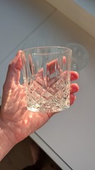Set Of 3 Heavy Cut Crystal Double Old Fashioned Glasses