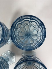Vintage Fostoria Glass Moonstone Light Blue Wine/Juice Goblets Set of 4