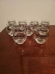 Dorothy Thorpe MCM Roly Poly Cocktail Glasses Set of 11 Glasses Silver Band