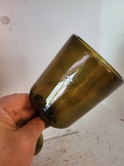 Vintage Hand Blown Amber Green Wine Glasses Mid Century Rustic Mediterranean