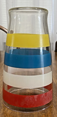 Colorful Tulips / Stripes 30 oz. Glass Tumblers Retro MCM Large Tall – Set of 2
