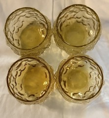 4 Anchor Hocking Lido Milano Honey Gold Amber Roly Poly Vintage Tumblers