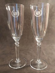 Cadillac Champagne Crystal Flute Glasses Set of 2 Vintage Cheers