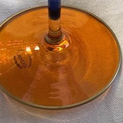 2 Romania Euroglass Wine Goblets Multicolor Purple Blue Orange Gold Hand Painted