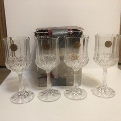 SET OF 4 FASCINATION CRISTAL de FLANDRE 8.5oz GOBLETS. 24% LEAD CRYSTAL.