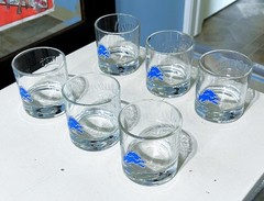 BEAUTIFUL LOT OF ( 6 ) DETROIT LIONS JACK DANIELS OLD #7 BRAND WHISKEY GLASSES