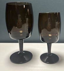 2 Brown Gorham Wine Glasses 10 Oz And 6 Oz Sizes Vintage