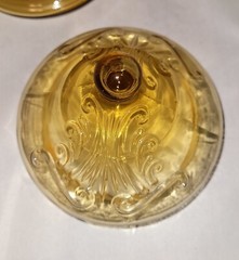 Vtg Empoli Italy GLASS AMBER SCROLL PATTERN BEER Mug Stein Candy Apothecary Jar