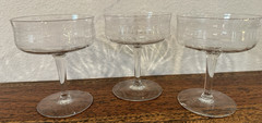 Vintage Delicate Stemmed Coupe Champagne Pedestal Glasses – Set of 3
