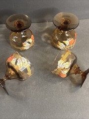 4 Antique Enamel Glass Cup/Wine Stem/Enamel/Moser/Bohemina C1920/Goblet/Red/Gold