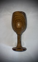 Ten Thousand Villages Banded Agate Stone Goblet Hand Carved Wine Chalice Glass