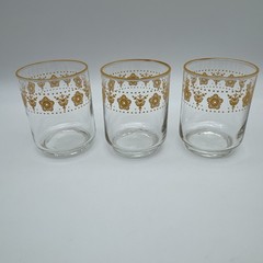 Vintage Set Of 3 Libbey Butterfly Gold Rimmed Juice Glasses Match Corelle Pyrex