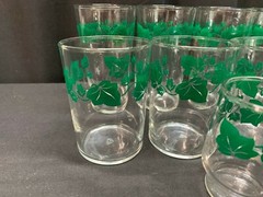 Lot of 16 ~ Vintage Southern Ivy Federal Glass Tumblers ~ 3 Sizes ~ EXCELLENT!!