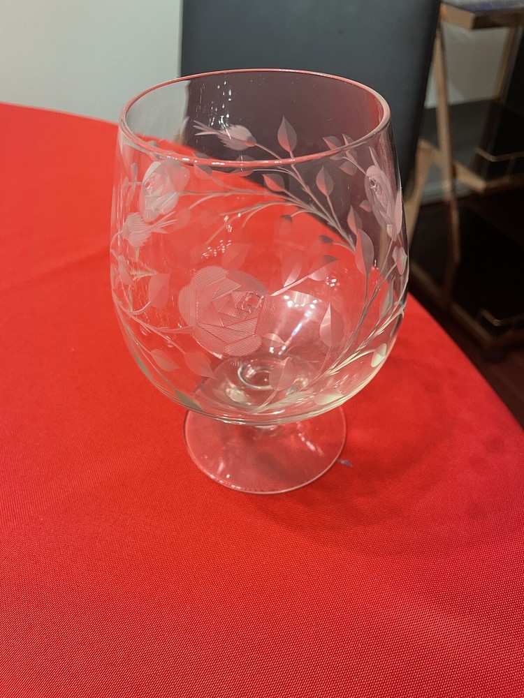 Mid Century Modern Cornflower Rose Design Glass BOGO