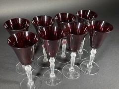 8 Cambridge 3035 or Morgantown Monroe Ruby Spanish Red Sherry Wine Glasses 6.25”
