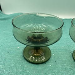 2 Vintage Smoke Brown Glasses Sherbet Dessert Champagne Pedestal MCM Tawny