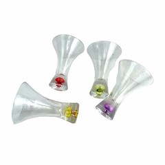 Set of 4 Hand Blown Cordial/Liqueur Colored Bubble Bottom Glasses 4.5”