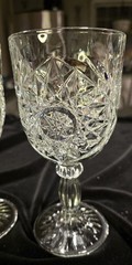 Set of 2 Vintage Libbey HOBSTAR Star of David Water Wine Goblets Glasses 7” Mint