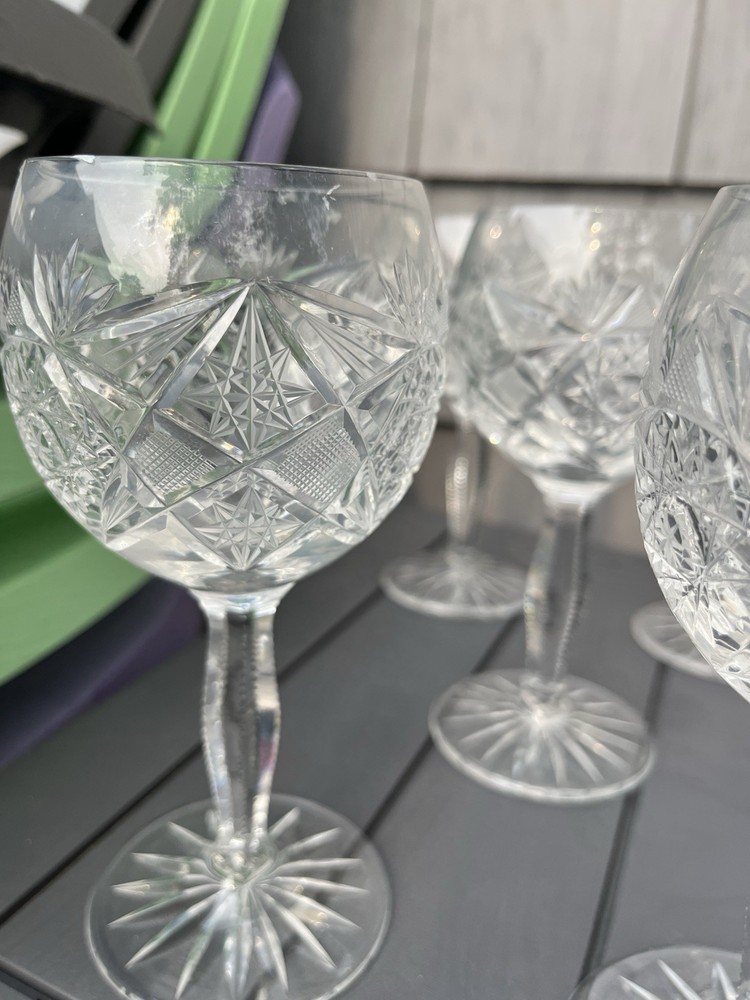 Vintage Camelia Wine Hock Wine Glasses Set Of 12 Etched