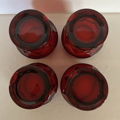 Set of 4 Vintage Anchor Hocking Ruby Red Georgian Honeycomb Tumblers 3.5”